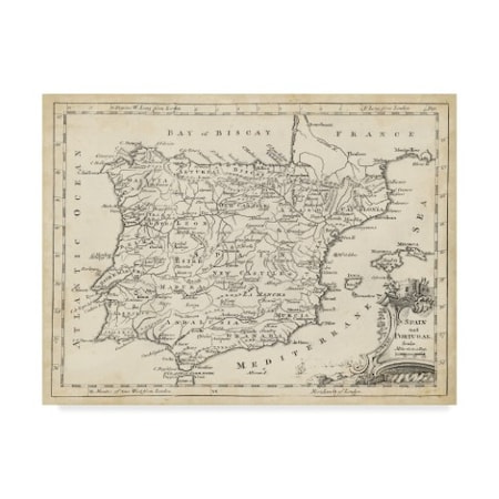 T. Jeffreys 'Map Of Spain' Canvas Art,35x47